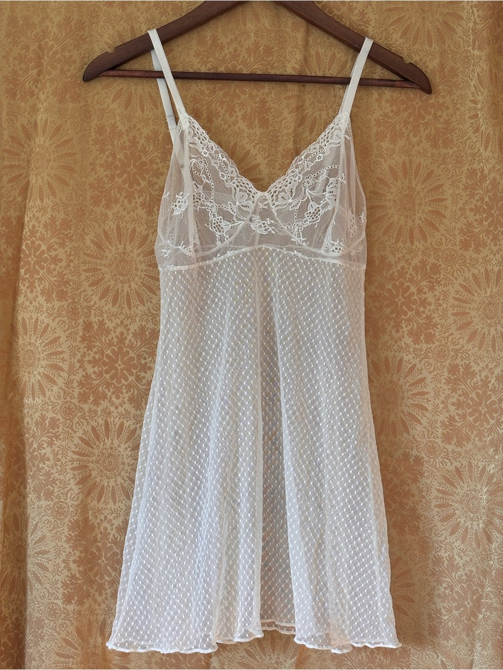 Sheer Lace Chemise Slip - White